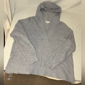 Aerie oversized waffle knit grey hooded sweatshirt soft cozy minimalist lightwt